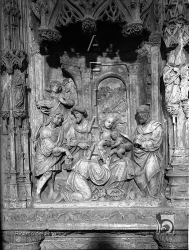 La catedral. Retablo de Montearagón. Escena de la Adoración de los Reyes. Ricardo del Arco y Garay. Huesca